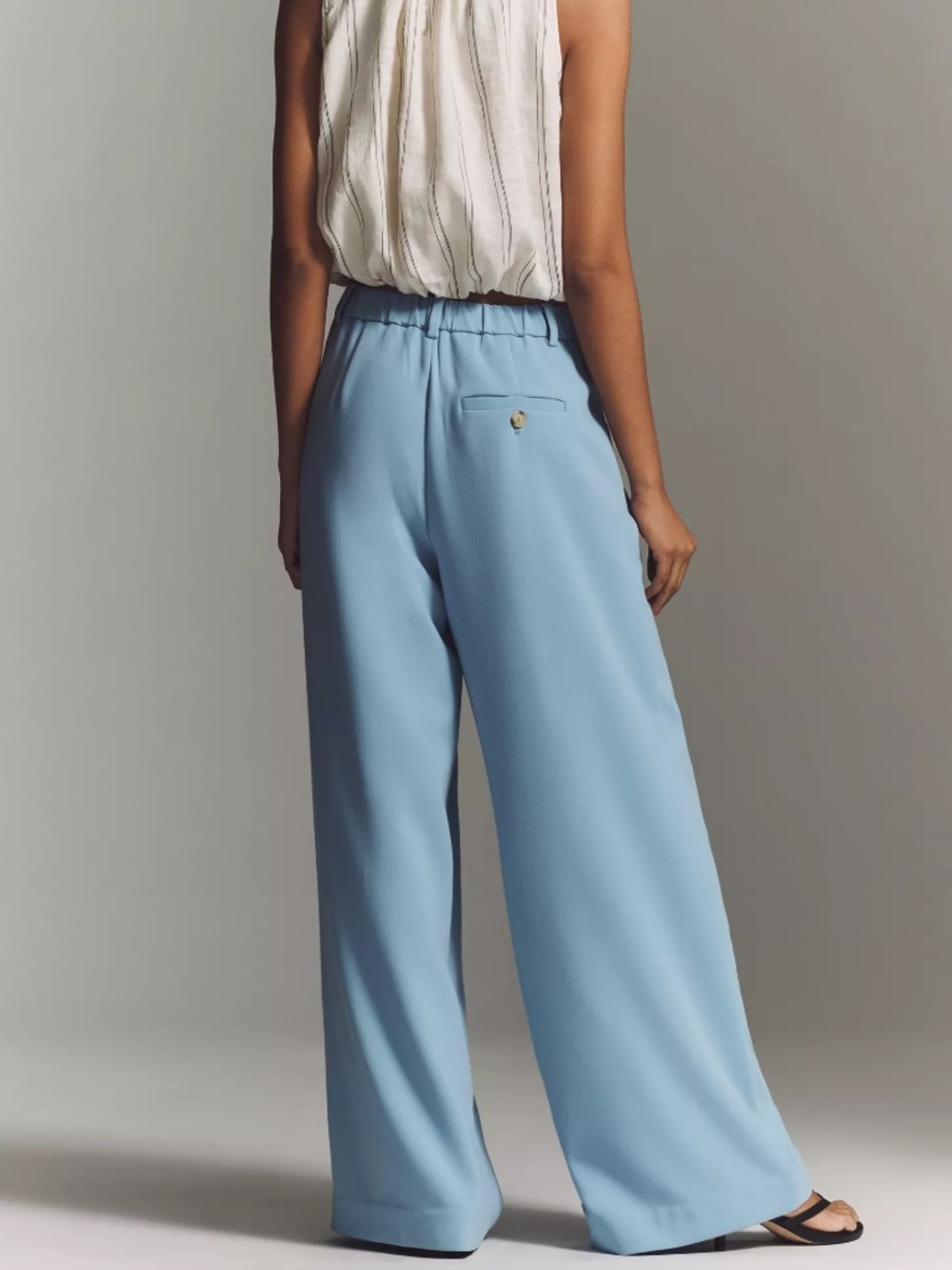 Anthropologie Avery Wide-Leg Pleated Trousers by Maeve SKY BLUE nwt size M - Picture 4 of 4